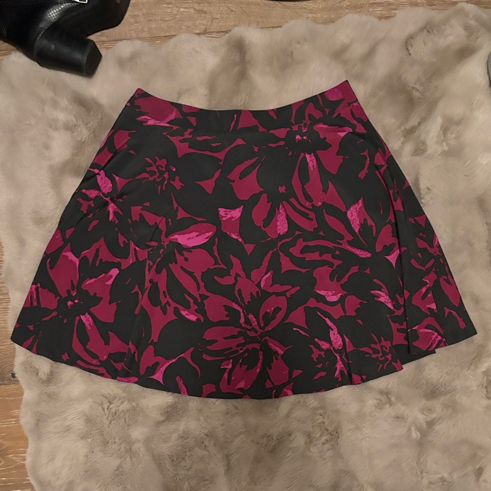 The Limited Black and Pink Floral Skater Skirt